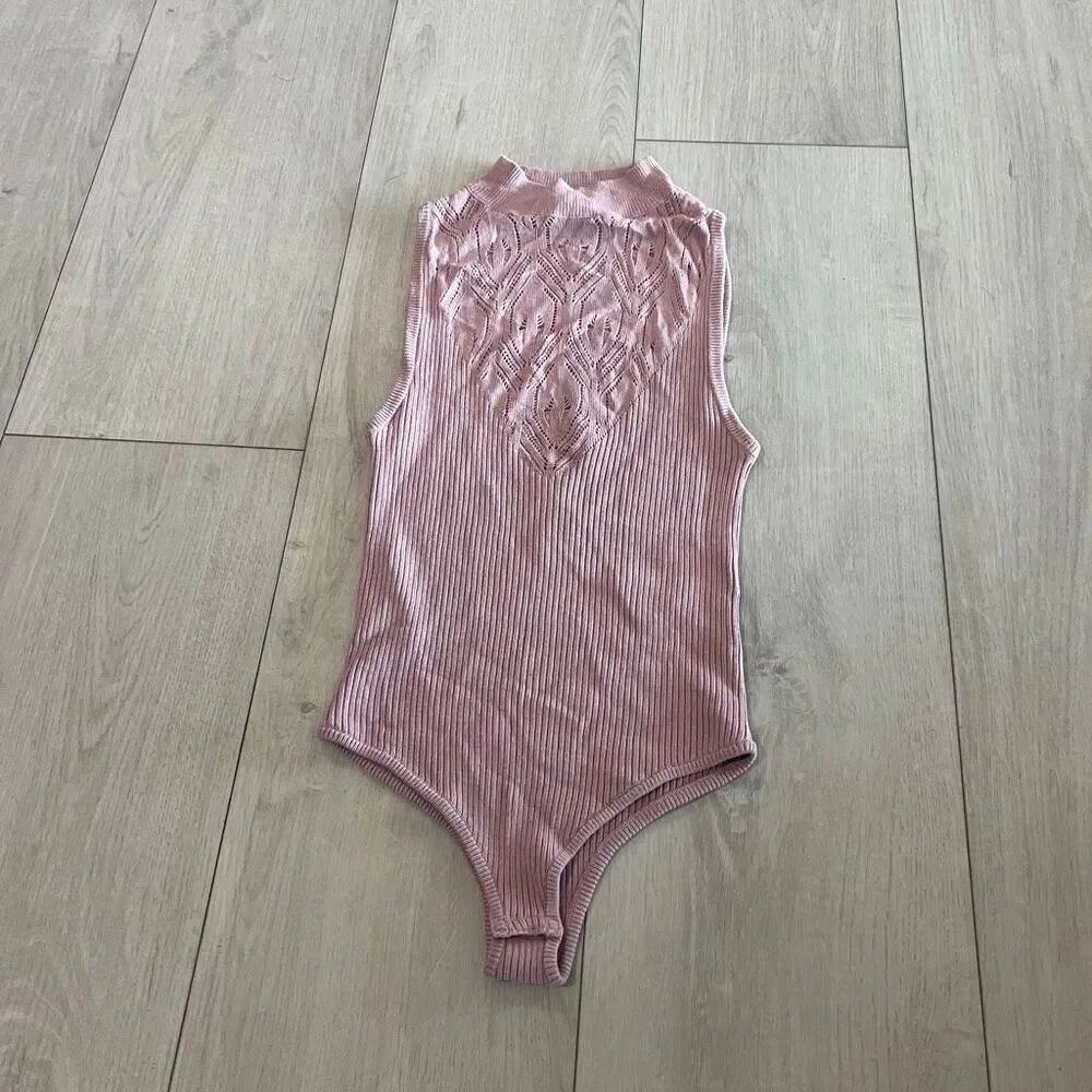 Free People Intimately Wom-ens On Point Yoke High Neck Bodysuit Purple size s